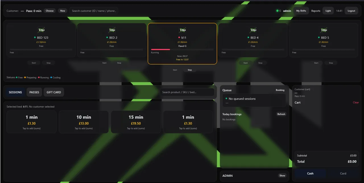 XTAN multi-location tanning salon owner dashboard
