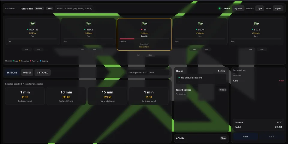 XTAN salon POS dashboard